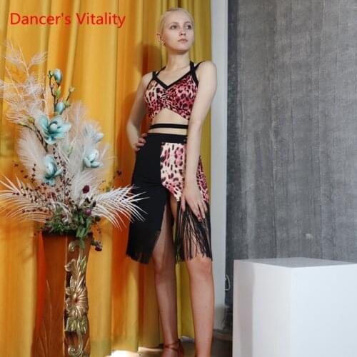 Latin dance suit female into sexy suspender top and fringed skirt professional competition practice clothes dance clothes