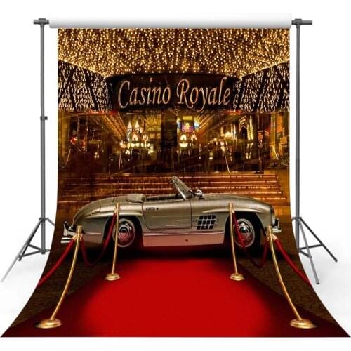 Casino Royale Photography Background Birthday Party Backdrop Golden Glitter Red Carpet Vinyl Banner Photo Decorate Props