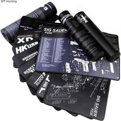 Waterproof Gun Cleaning Rubber Mat for Glock 1911 Beretta HK USP SIG P226 AR15 AK47 Remington with Armorers Parts List Bench Pad