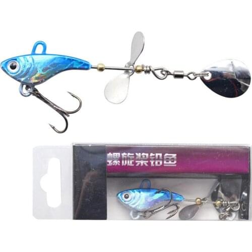 Rotating Fishing Bait Spinner Spoon Lead VIB Fishing Lure Set 9cm/ 12g Trout Treble Hook