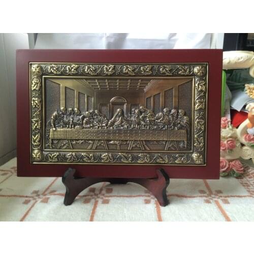 Upscale European Home Metal Da Vinci Famous Painting Pendant Jesus Twelve Apostles Evening Restaurant Sculpture Decoration