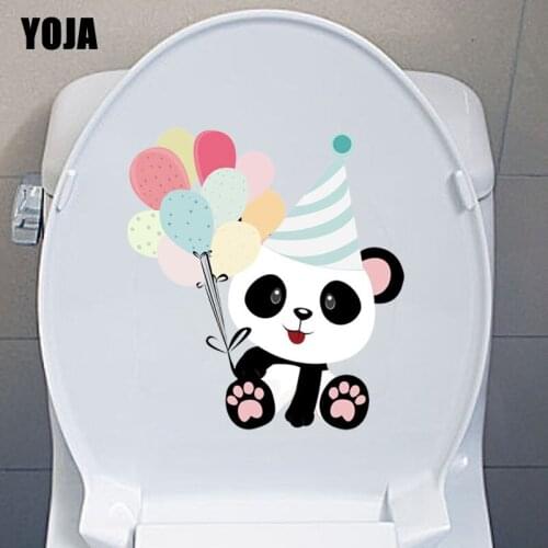 YOJA 19.5X21.2CM Lovely Panda With Balloon Children Room Home Decor Toilet Decal Wall Sticker T3-1107
