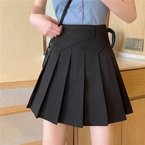 Office Lady Women Mini Skirt Pleated Ladies Korean Summer High Waist A-Line Solid Skirts Elegant Fashion Streetwear Plus Size