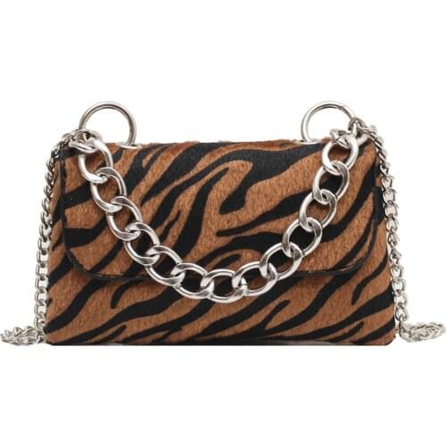 Women Bags Vintage Chic Chain Flap Over Crossbody Shoulder Bag Zebra Stripes Travel Handbag Girls Messenger Bags