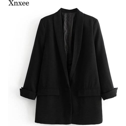 Autumn and Winter Womens Blazer Jacket Casual Solid Color Single Button Jacket Ol Blazer