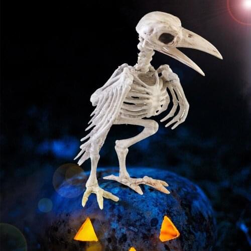 Animal Skeleton Crow Prop Bird Simulation Halloween Crow Bar Moveable Creepy Horror Crow Skeleton Party Supplies Toys
