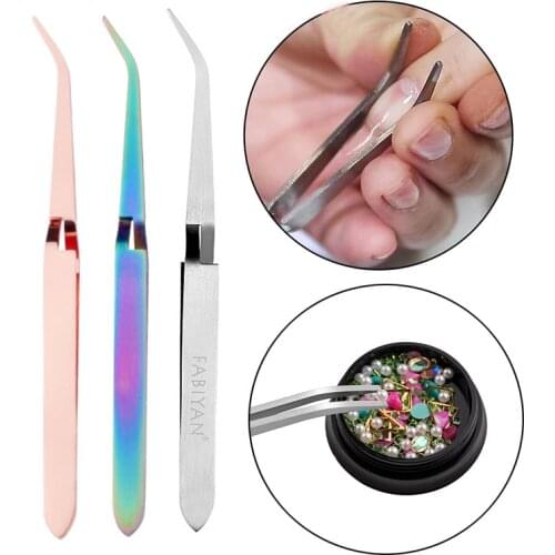 Golden Rainbow Acrylic Stainless Steel Nail Shaping Tweezers for UV Gel Tips C Curve Pinchers Sculpture Clip Nail Art Treatment