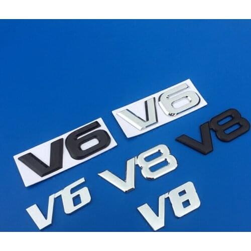1 Pcs 3D Metal V6 V8 Engine Display Car Stickers Emblem Badge Car Decorative For Toyota BMW Benz Honda Mazda Car Accessories
