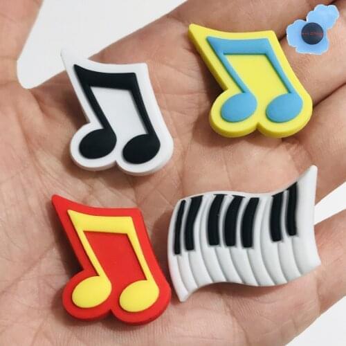 1Pcs Music Symbol Note Piano PVC Shoe Charms Shoe Accessories Decoration Diy Wristbands Shoes Kids X-MAS Party Gift Croc Jibz