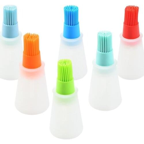 1 Pcs Portable Silicone Oil Bottle with Brush Grill Oil Brushes Liquid Oil Pastry Kitchen Baking BBQ Tool Kitchen Tools for BBQ