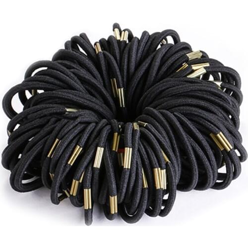 100 Pcs Black Elastic Hairband Girl Women Fashion Hair Accessorie Hair Scrunchie