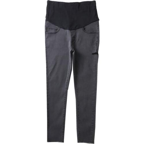 #1051 Maternity Jeans Pregnancy Clothes Denim Long Pants for Pregnant Women Embarazada Dark Grey Srping Autumn Plus Size