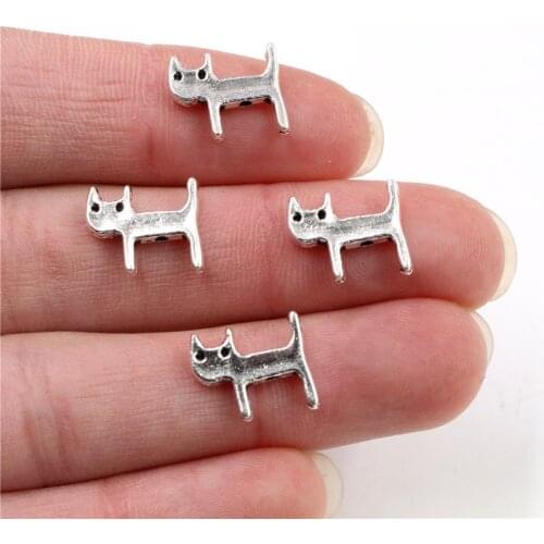 12x11mm 30pcs Antique Silver Plated Cute Cat Handmade Charms Pendant:DIY for bracelet necklace-Q5-49