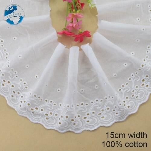 15cm wide 100% Cotton embroid lace sewing ribbon guipure trim wedding lace DIY Garment Accessories french african doll lace#3921