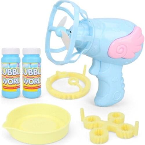 Outdoor Game for Toddler Automatic Hair Dryer Shape Bubble Maker Dual Head Propeller Bubble Toy Bubble Blowing Sport Toy