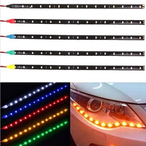 30cm Car Flexible LED Strip Light High Power 12V 11.8" 15SMD Waterproof LED Daytime Running Light Decorative Car DRL
