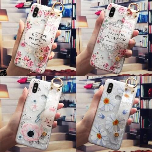 Wrist Strap Flower Case For Xiaomi Redmi Note 8 8T 9 7 5 6 5A 4X K20 K30 Pro Max 4A Plus 6A 7A 8A S2 Phone Holder TPU Coque Capa