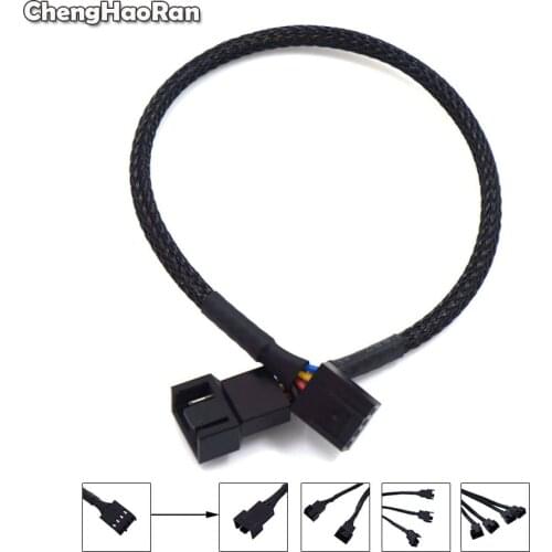 ChengHaoRan PWM 4pin Fan Sleeved Extension Splitter Hub Cable Motherboard CPU 4 Pin to 1 2 3 4 Way Cooler Fan Hub Power Spliter