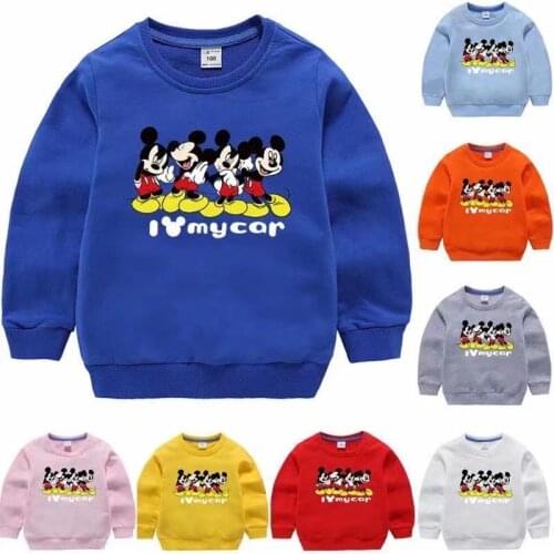 Disney Cartoon Childrens Four Mickey Hoodies Boy Girl Minnie Mouse Casual Sweatshirt Long-sleeved Pullover Shirt Kids Tops