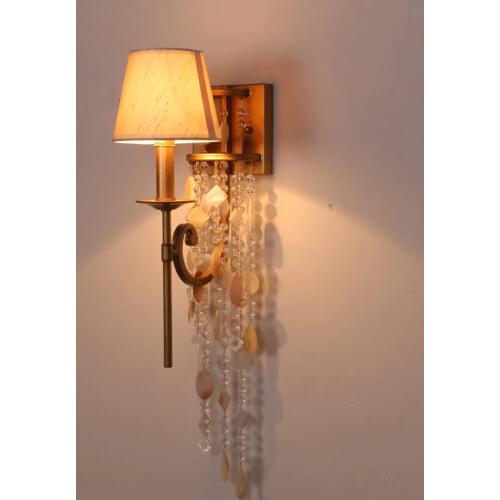 European Vintage Crystal Wall Lights shell lamp for Living Room Wall Lamp Creative Bedroom Dining Room Staircase hanging light