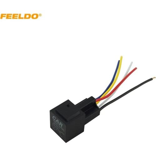 FEELDO 1pc 12V 40A Car Auto 5 Wire Terminal Relay Socket Harness Wiring #5457