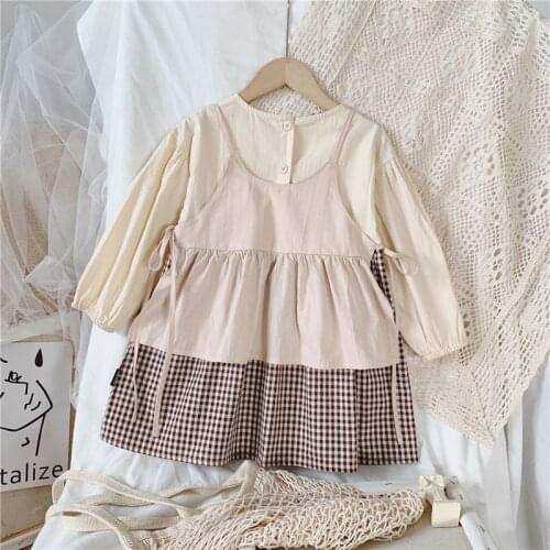 Jargazol Autumn Kids Dresses for Girls Plaid Long Sleeve Princess Dress Vestidos Toddler Girl Costume Fashion Korean Outfits