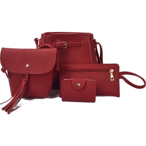 4pcs Set Women Bag Fashion Female Purse and Handbag Four-Piece Shoulder Bag Tote Messenger Purse Bag