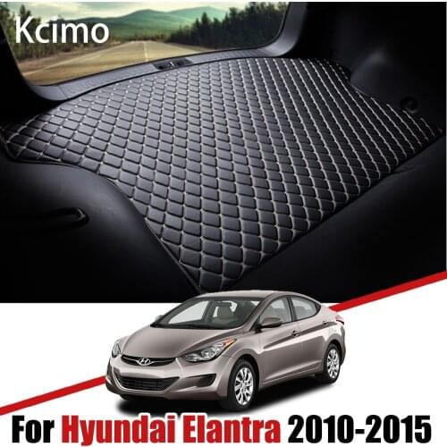 Kcimo Leather Car Trunk Mats for Hyundai Elantra 2010-2015 Rear Cargo Liner Boot Tray Pad Auto Carpets Floor Mat 2012 2013 2014