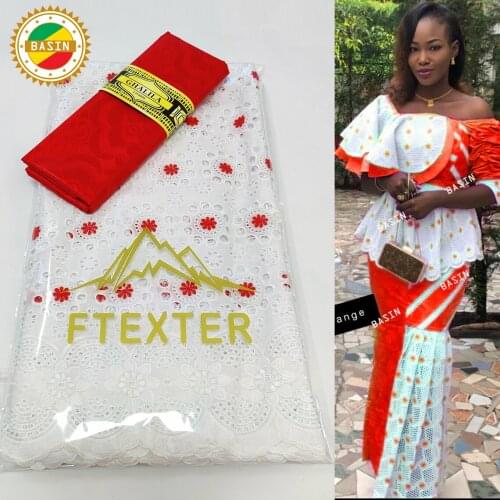 Red Original Bazin Riche Gextczer With Guipure Swiss Voile Lace For Guinea French Women Daily Party Dresses Dry Lace Materials