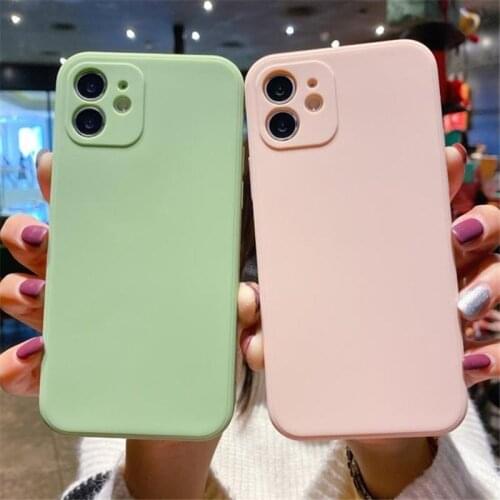 Square Silicone Phone Case For iPhone 12 11 Pro Max XS Max X XR 7 8 Plus 11Pro SE2020 12Pro Soft Shockproof Bumper Back Cover