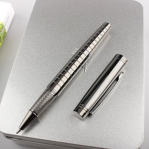 Monte mount School Office Stationery Supplies Luxury Metal gray lattice Roller ball Pen 0.7mm Metal Ballpoint Pens for Gift