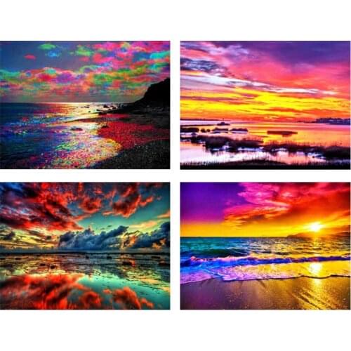 5D DIY Diamond Painting Coastal Landscape Rhinestone Cross Stitch Kit Full Diamond Embroidery Gift Mosaic Home Decor Picture