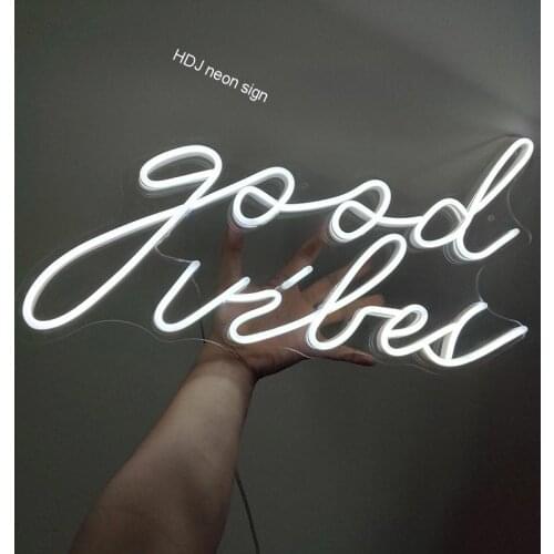 Plaques Signs LED Custom Neon Sign good vibes Outdoor Waterproof Pink Light 12V Home BAR PUB Room Party Wall Decor Neon light