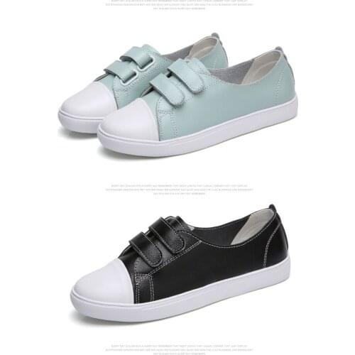 New 2020 spring and summer candy color small white shoes single shoe PU leather Velcro flat bottom student fashion casual shoeca