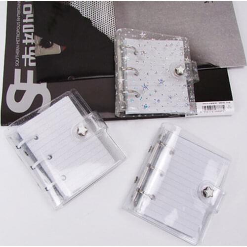 Transparent PVC 3 Holes Loose Leaf Binder Notebook Cover Mini Creative Planner With Back Pocket Diary Stationery