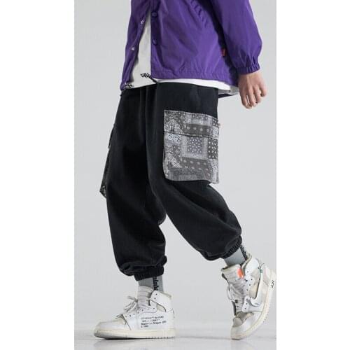 Cashew Printed Cargo Pants Men Spring Cotton Harem Trousers Fashion Big Pocket Jogger Pant Loose Sweatpants Male Plus Size 5XL