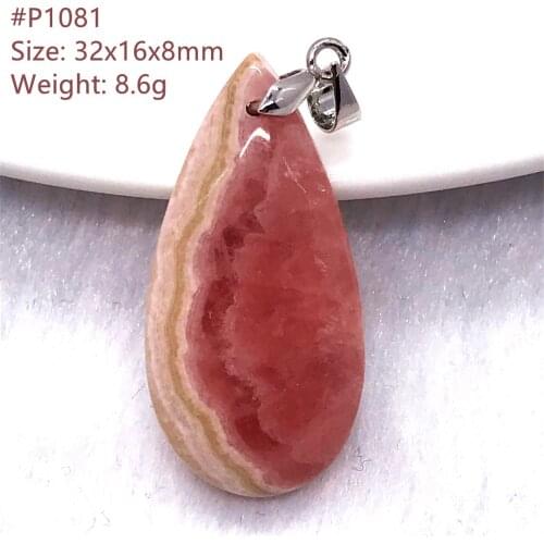 Top Natural Red Rhodochrosite Necklace Pendant For Woman Man Crystal Water Drop Beads Silver Argentina Gemstone Jewelry AAAAA
