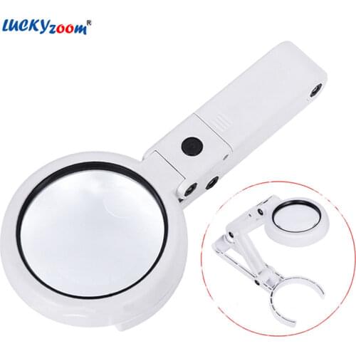 Handheld 5X Foldable Magnifying Glass 11X Desktop Chargeable LED Illuminated Magnifier Jewelry Loupe USB Reading Repair Lupa