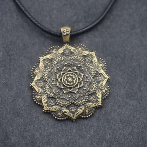 SanLan 10PCS Om Lotus Mandala Pendant Necklace
