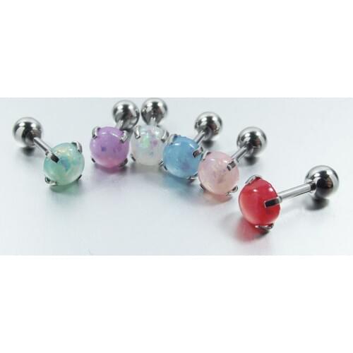 1 Piece Stainless Steel Tragus Earring Round Red Stone Helix Earrings Crystal Barbell Body Piercing Jewelry