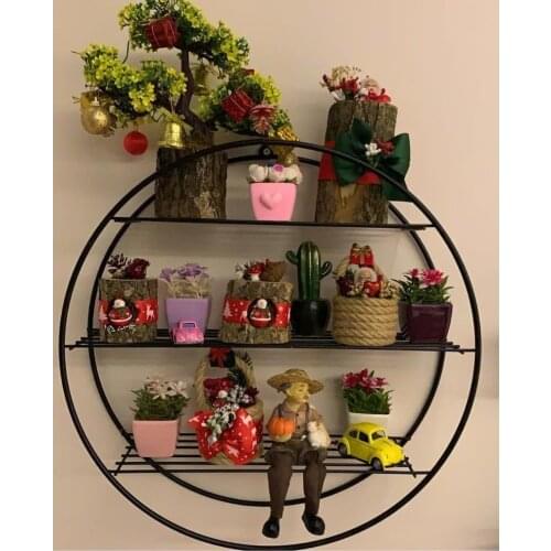 Scandinavian Styled Otuma Room Terrace Wrought Iron Round Rack 3 Layer Metal Round Shelf Book Storage Home Decor Bedroom Decor