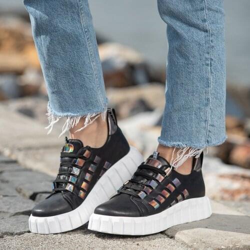 Tonar Mitn Black Skin Lace-Up Sports Shoes New Season Convenient Seasonal Style Sneaker
