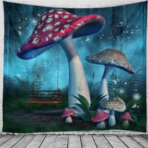 Creative 3D Printing Mushroom House Tapestry Wall Hanging Bed Spread Beach Towel Table Cloth Yoga Mat 250CM*180CM Large Size
