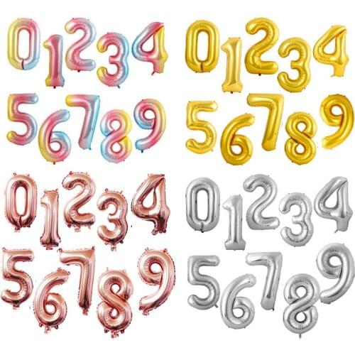 16 Inch Number Balloons 7 color Gold Letter Ballon Wedding Balloons Birthday Party Decorations Adult Kids Babyshower baloon