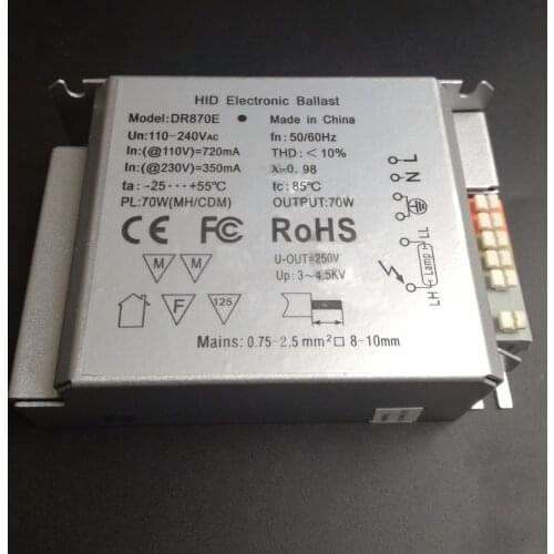 DR870E 70W Wide Voltage 85-265V High-efficiency Energy-saving HID Electronic Ballast for G12 G8.5 RX7S TT Lamps