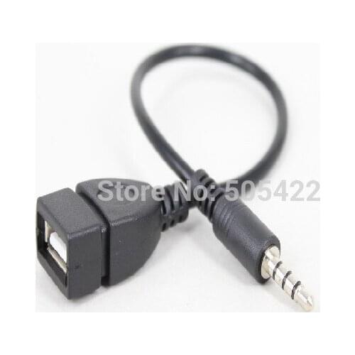 100PCS/LOT AUX 3.5mm Male Audio Plug Jack To USB 2.0 Female Converter Cable Adapter Cord Car MP3 For Iphone Samsung wholesale
