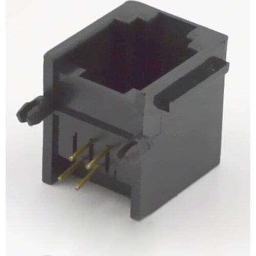 20pcs Rj11 Socket Connector RJ11 PCBI-6p4c Jack Black With Side For Telecommunications Cat Equipment