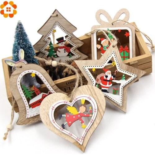 3PCS/Lot DIY Cute Christmas Bell&Star&Tree Wooden Pendants Ornaments For Home Christmas Party/ Xmas Tree /Kids Gifts Decorations