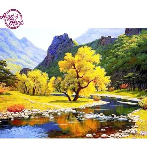 5D DIY full square Diamond Painting Autumn landscape crystal flowers Embroidery Cross Stitch Rhinestone mosaic Wall stickers