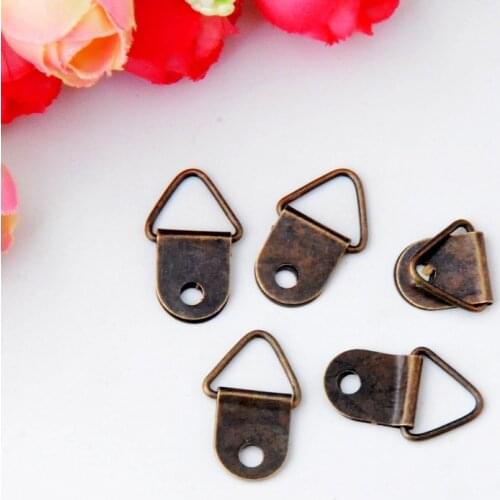 Free shipping 50Pcs Bronze Tone Photo Frame(not inculde screw) tied Metal Hooks 1 Holes 2.1cmx1.3cm F0815